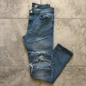 Distressed Moto Denim